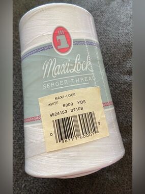 Maxi Lock White Thread 🧵 6000 Yards Large Spool of Serger 💯% Polyester